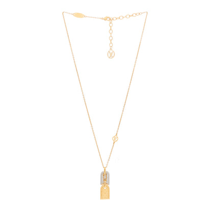 Louis Vuitton Nanogram Name Tag Necklace Gold 2 of 5