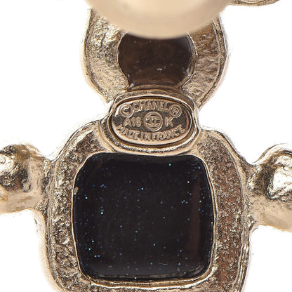 Chanel Gripoix Pearl CC Brooch Black Gold 4 of 6