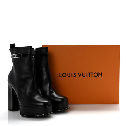 Louis Vuitton Calfskin Monogram Platform Ankle Boots 39 Black 11 of 11