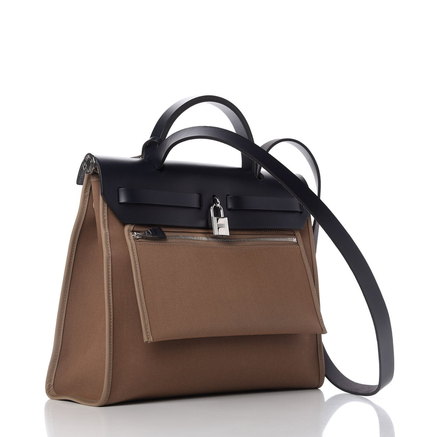 Vache Hunter Toile Herbag Zip 31 PM Etoupe Bleu Indigo