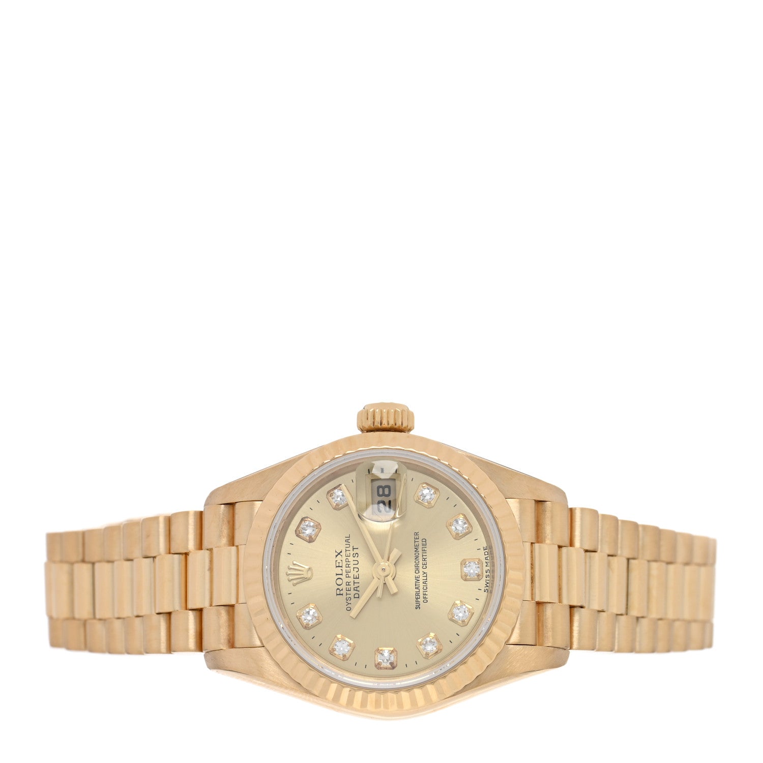Rolex 18K Yellow Gold Diamond 26mm Datejust President Watch Champagne 69178 2 of 4