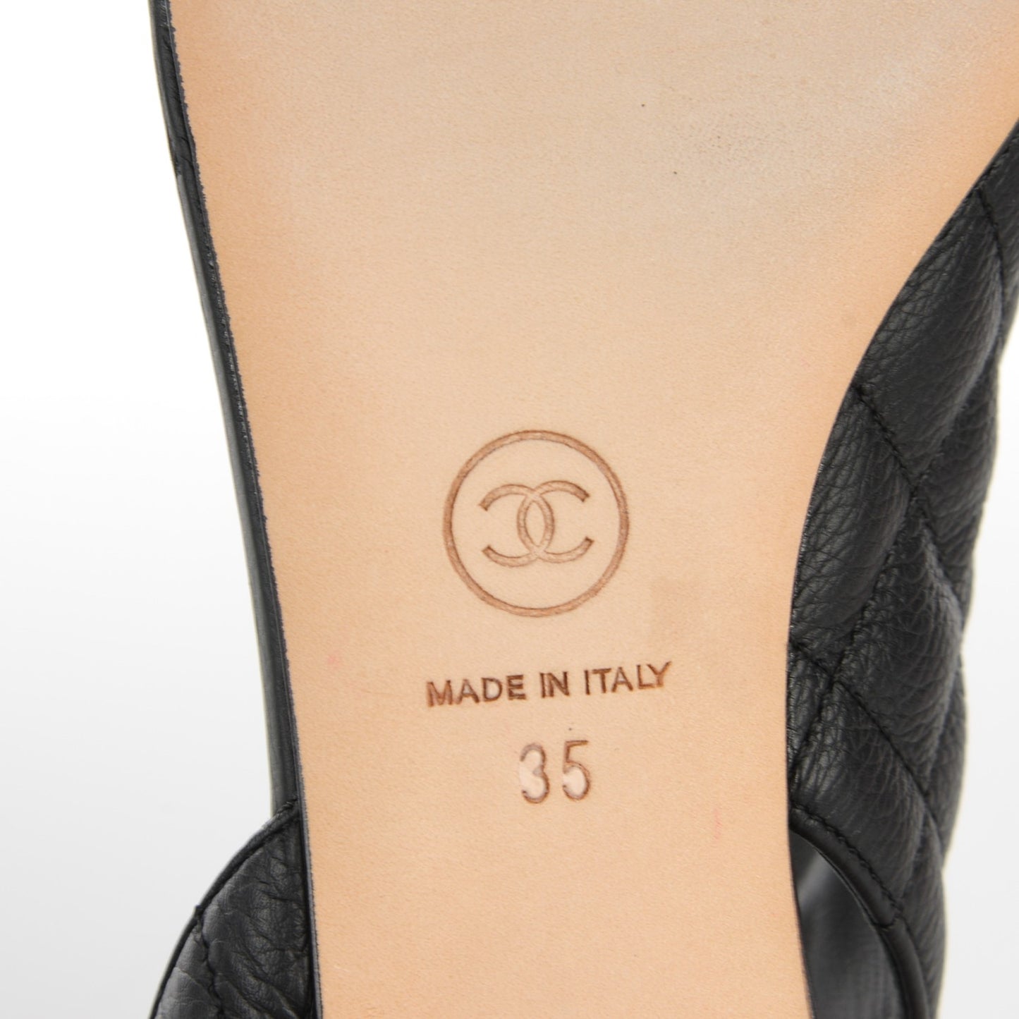 Calfskin Quilted Slingback Sandals 35 Black