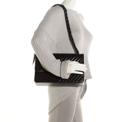 Chanel Lambskin Chevron Quilted Jumbo Double Flap So Black 2 of 9