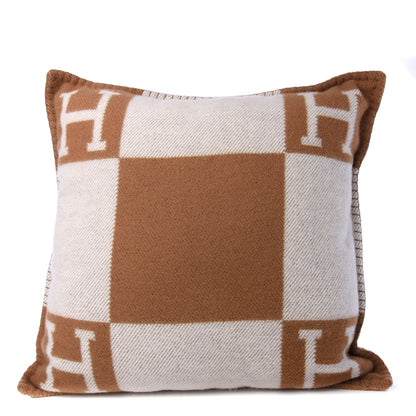 Hermes Wool Cashmere Avalon Pillow PM Ecru Camel 1 of 3