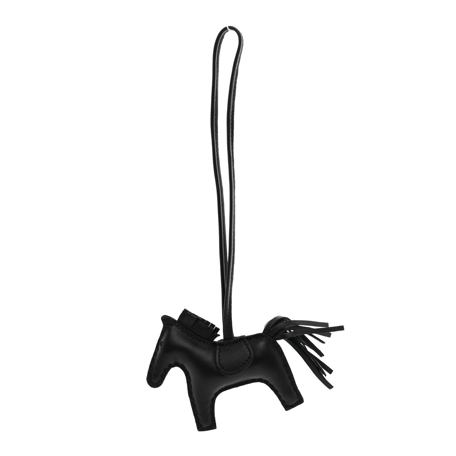 Hermes Milo Lambskin Grigri Rodeo Horse Bag Charm MM So Black 1 of 5