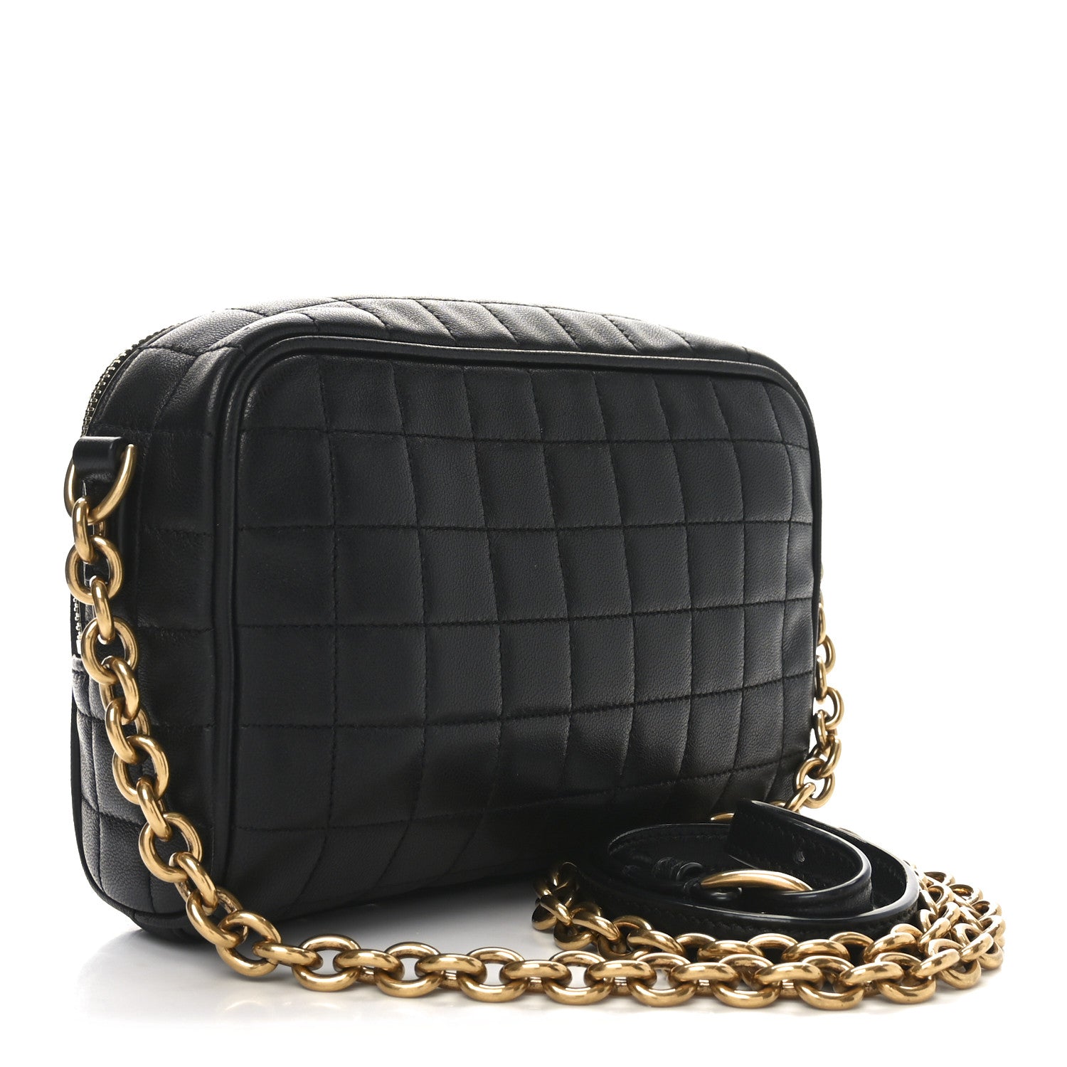 Saint Laurent Lambskin Carre Quilted Cassandre Mini Camera Bag Black 3 of 9