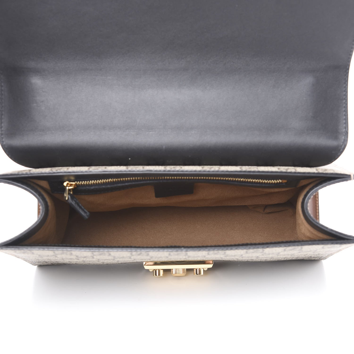 Gucci GG Supreme Monogram Calfskin Medium Padlock Shoulder Bag Beige Black Cuir 4 of 13
