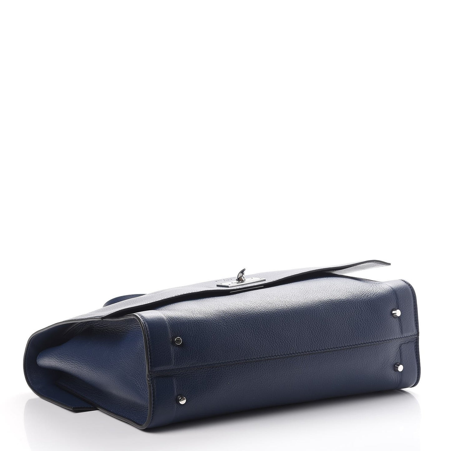 Grained Calfskin Medium Shark Lock Satchel Navy