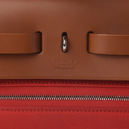 Hermes Vache Hunter Toile Herbag Zip 31 PM Rouge Tomate Natural 5 of 7