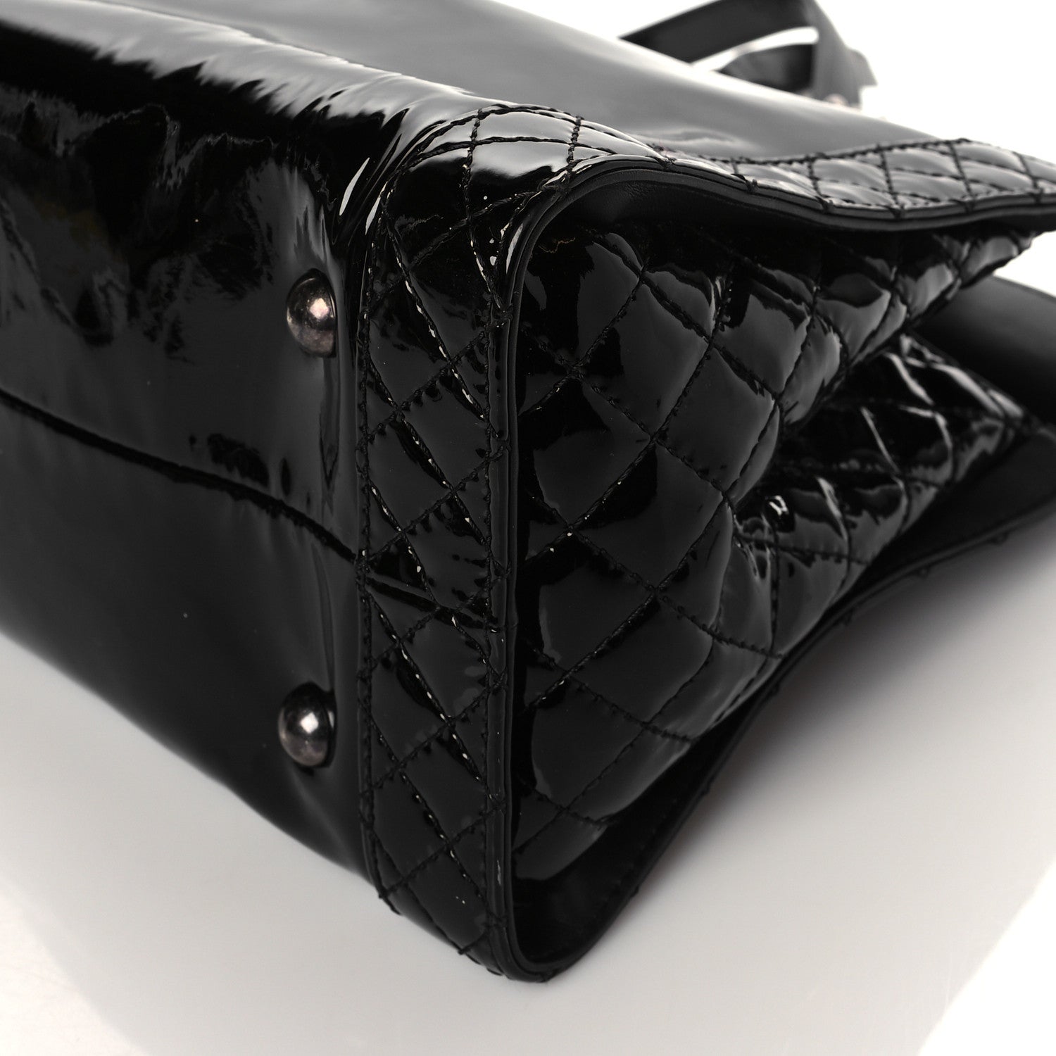 Chanel Patent Quilted Reverso Boy Tote Black 9 of 9