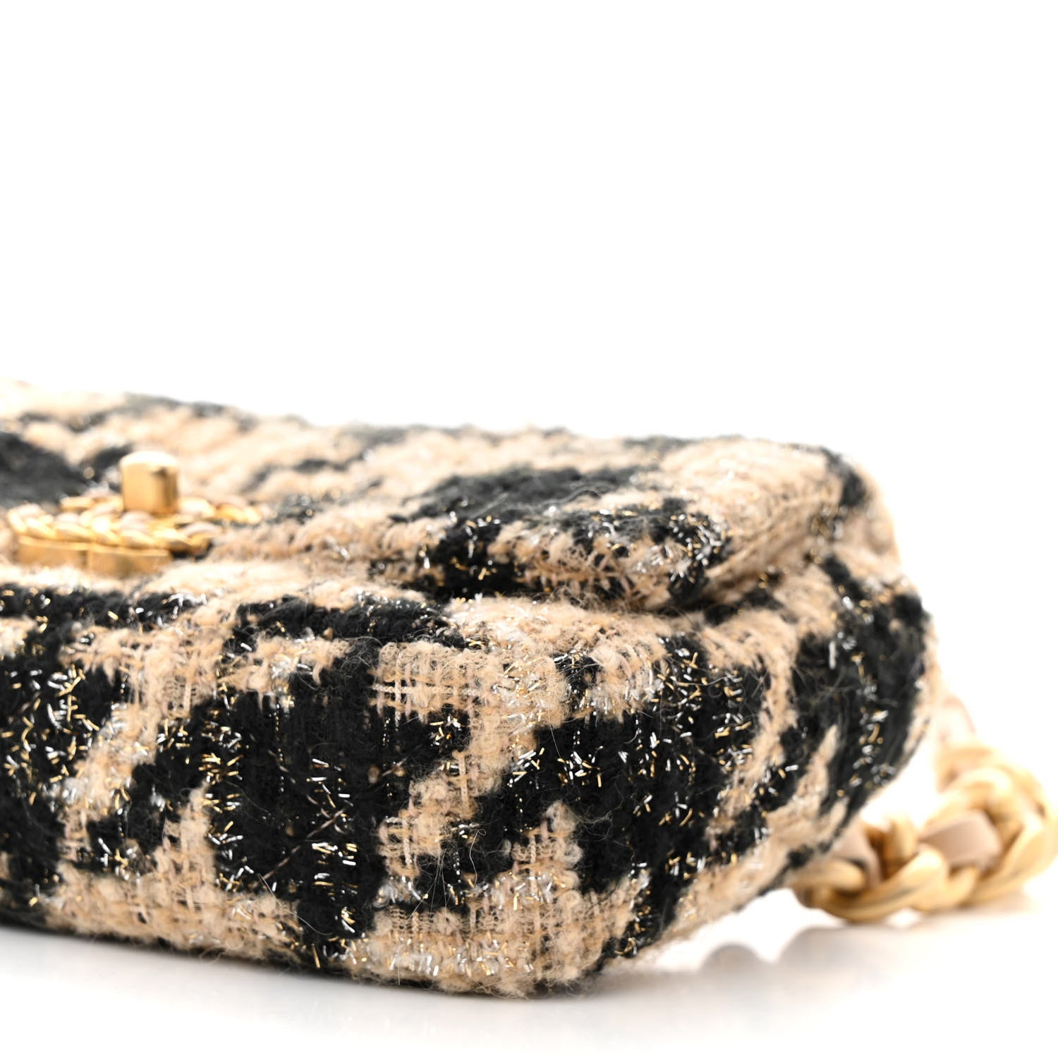 Chanel Tweed Quilted Chanel 19 Waist Bag Beige Black 10 of 11