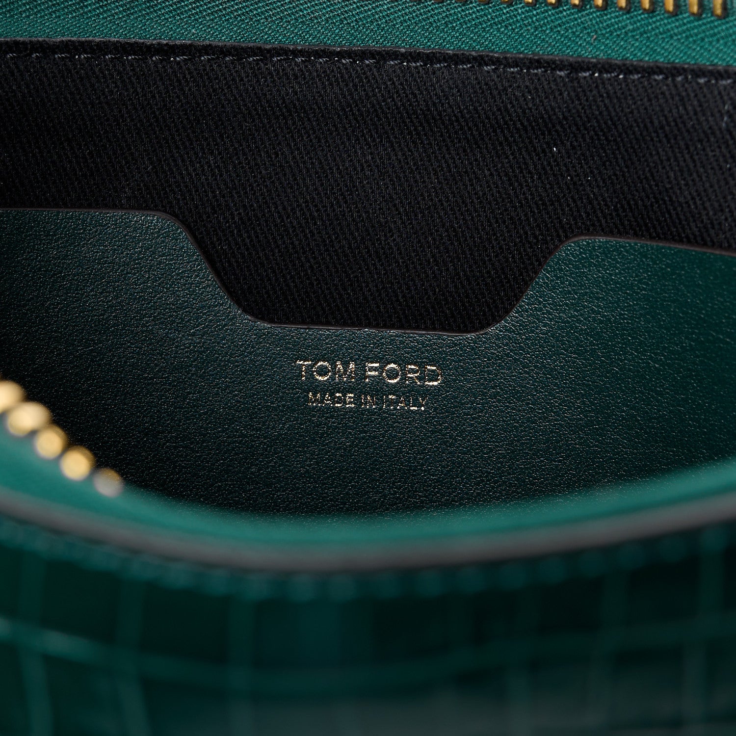 Tom Ford Calfskin Crocodile Embossed Zip Clutch Bottle Green 6 of 11