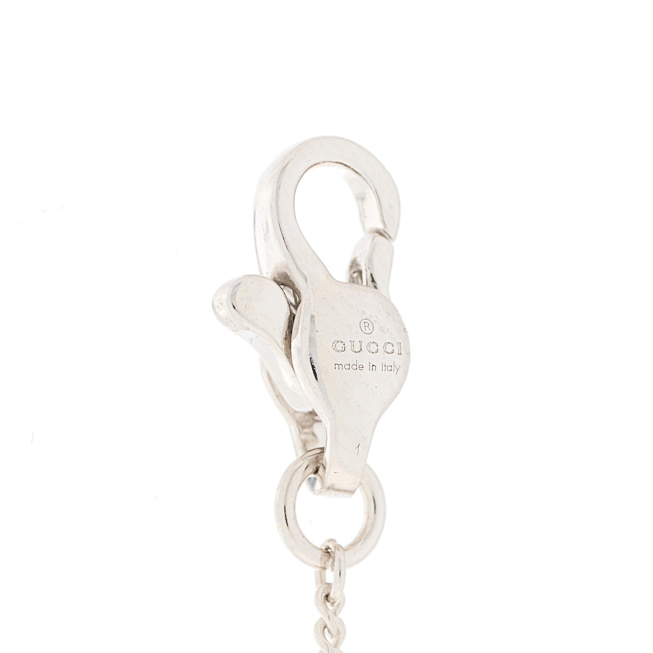 Gucci 18K White Gold Diamond Heart GG Station Bracelet 3 of 4