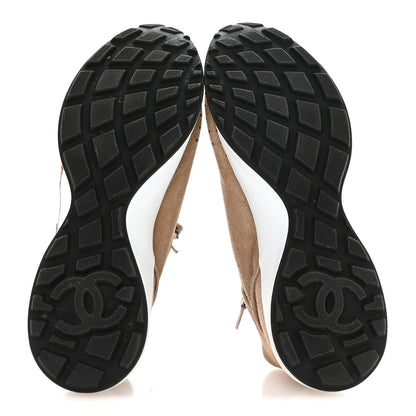 Chanel Suede Goatskin CC Sneakers 36 Dark Beige 6 of 8