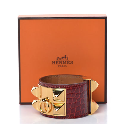 Hermes Shiny Alligator Collier De Chien CDC Bracelet S Rouge H 6 of 6