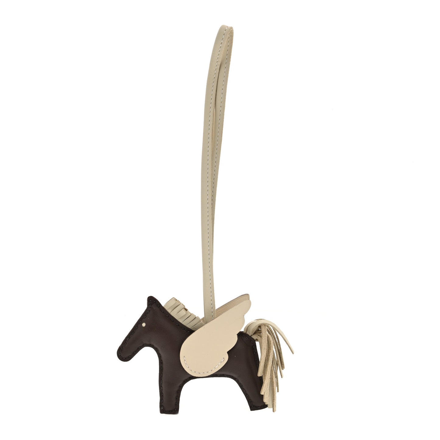 Milo Lambskin Grigri Rodeo Pegase Horse Bag Charm PM Chocolat Craie
