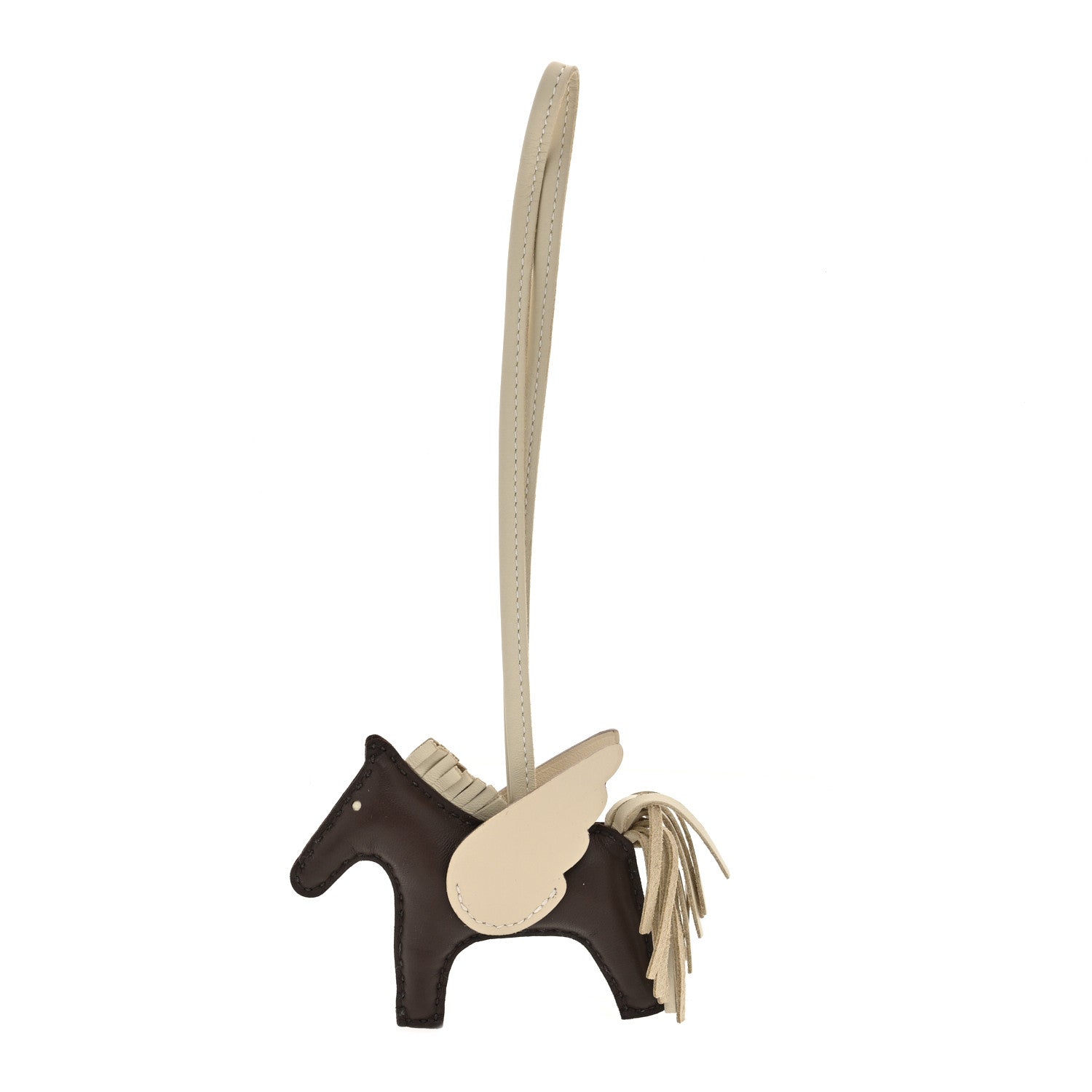 Hermes Milo Lambskin Grigri Rodeo Pegase Horse Bag Charm PM Chocolat Craie 1 of 5