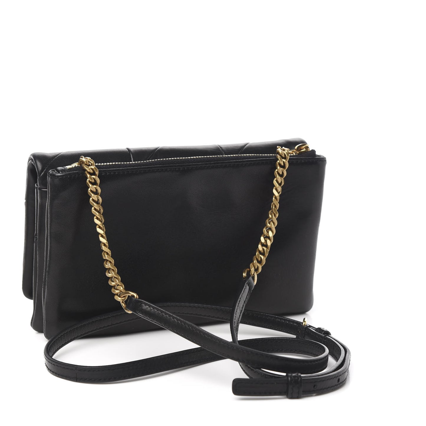 Lambskin Patchwork Monogram Jamie Chain Wallet Black
