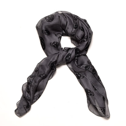 Alexander McQueen Silk Skull Scarf Grey Black 1 of 3