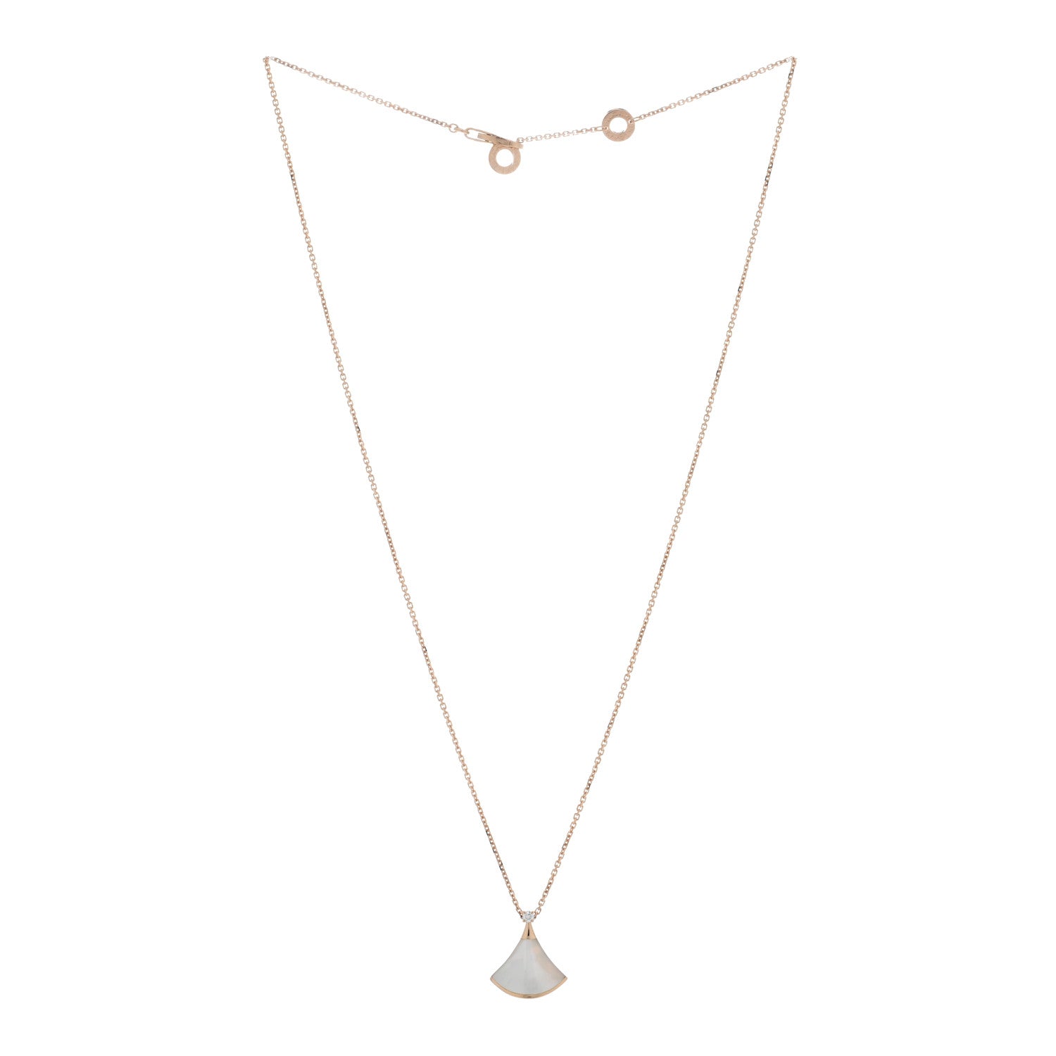 Bulgari 18K Rose Gold Diamond Mother of Pearl Small Divas' Dream Pendant Necklace 3 of 5