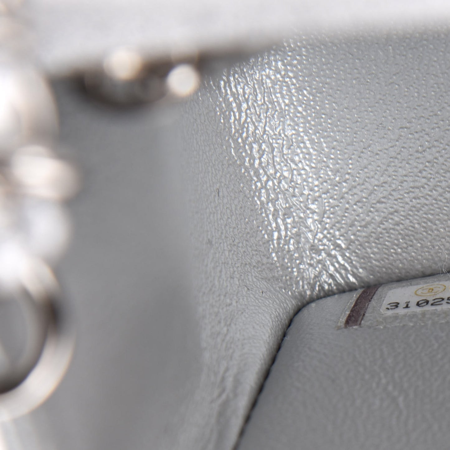 Metallic Lambskin Quilted Mini Rectangular Flap Silver