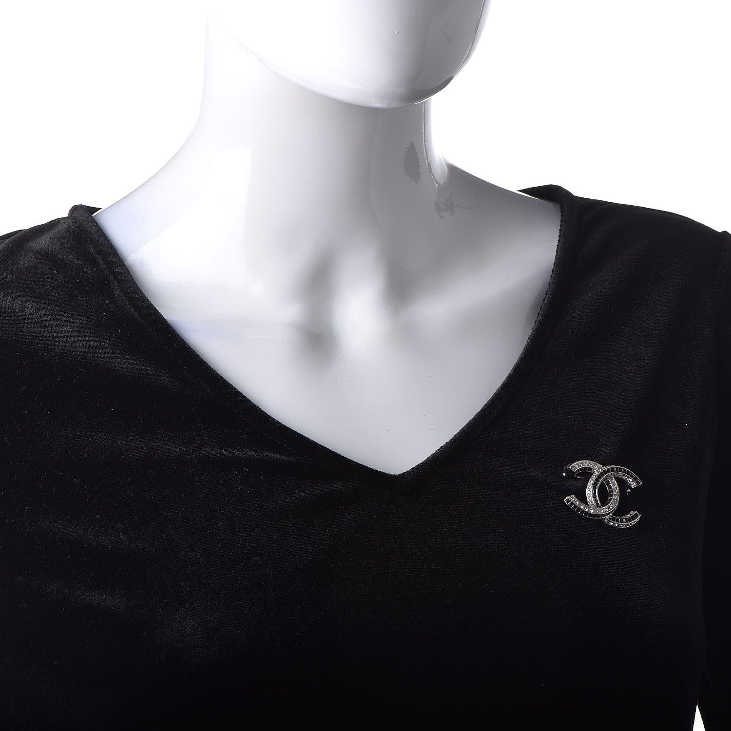 Chanel Baguette Crystal CC Brooch Silver Black 2 of 4