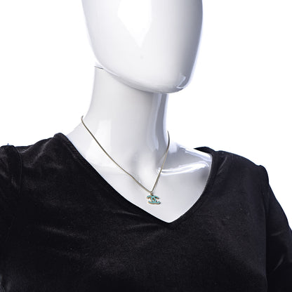 Chanel Enamel CC Necklace Blue Light Gold 2 of 5