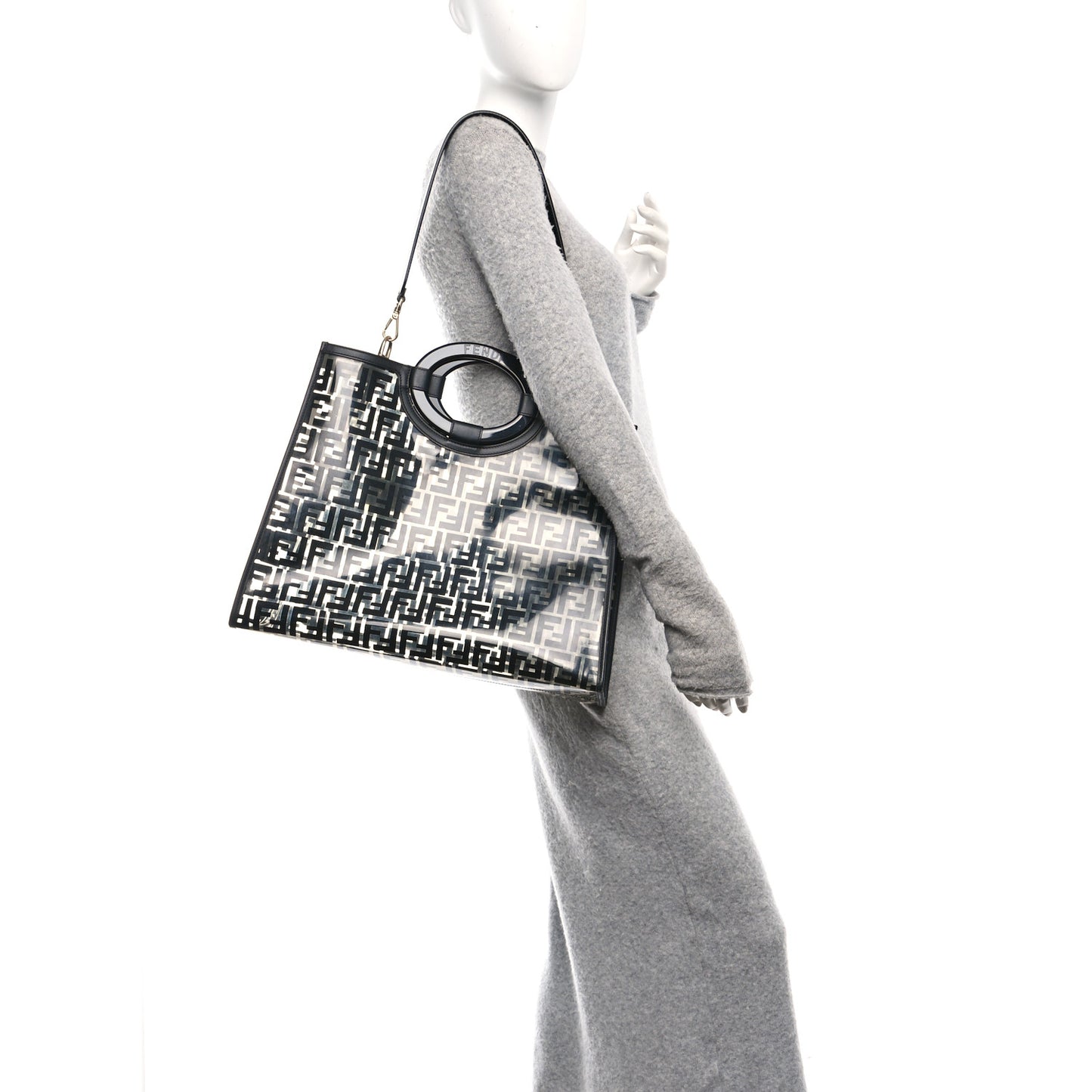 TPU FF Vitello Century Plexiglass Medium Runaway Shopper Tote Black