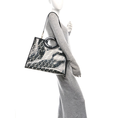 Fendi TPU FF Vitello Century Plexiglass Medium Runaway Shopper Tote Black 3 of 10