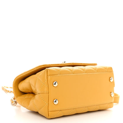 Chanel Caviar Quilted Extra Mini Coco Handle Flap Yellow 4 of 12