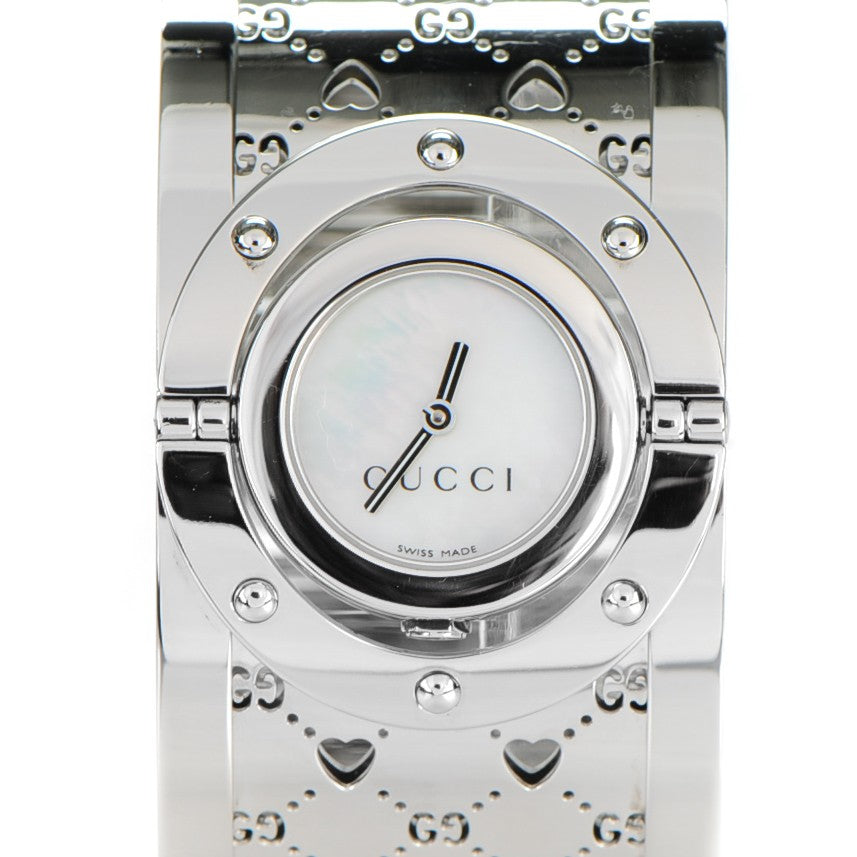 Stainless Steel Mother of Pearl 33mm Twirl Heart Quartz Watch