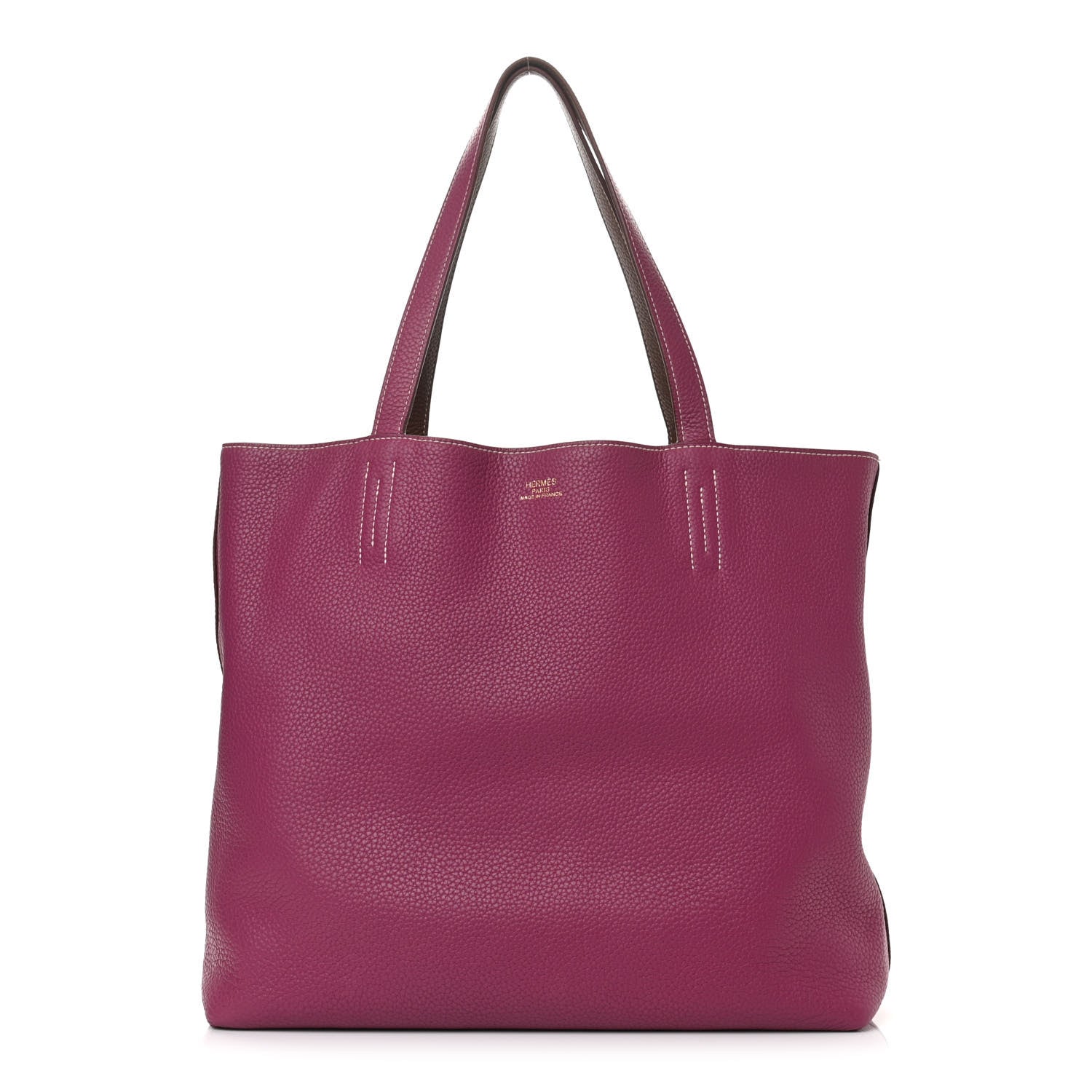Hermes Taurillon Clemence Double Sens 45 Reversible Tote Marron D'Inde Tosca 1 of 15