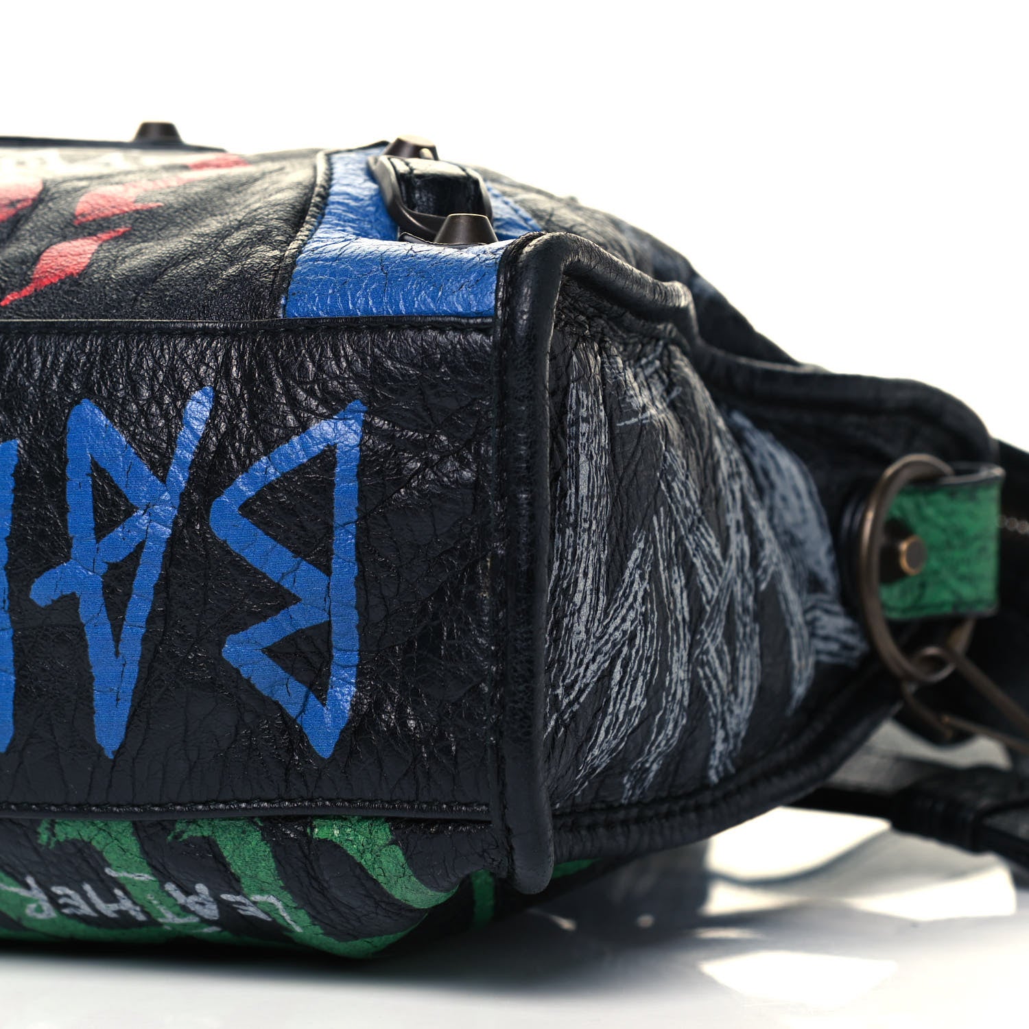Balenciaga Agneau Graffiti All Over Classic Hardware S City Black Vert Rouge 8 of 8