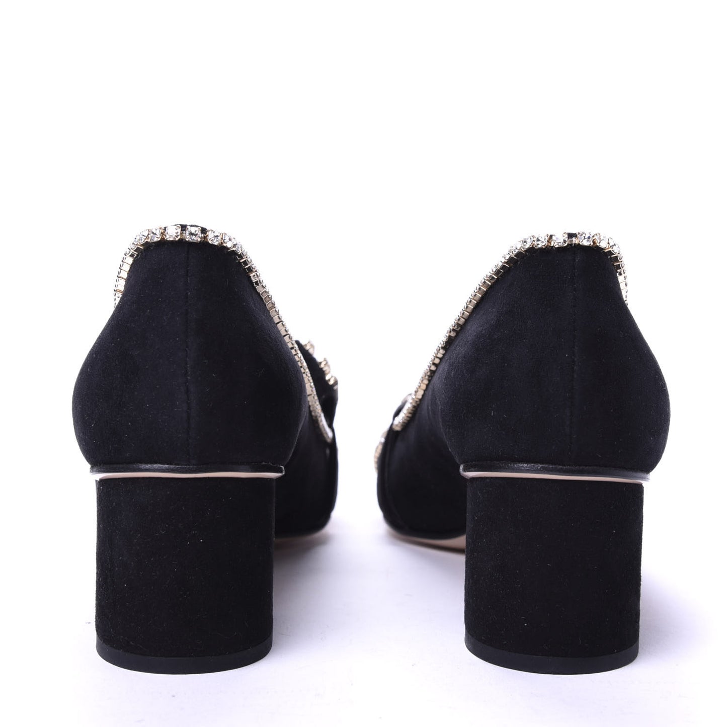 Kid Scamosciato Crystal GG Marmont Fringe 50mm Loafer Pumps 37.5 Black