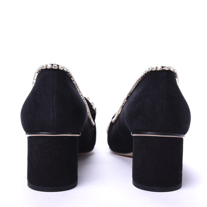 Gucci Kid Scamosciato Crystal GG Marmont Fringe 50mm Loafer Pumps 37.5 Black 6 of 10