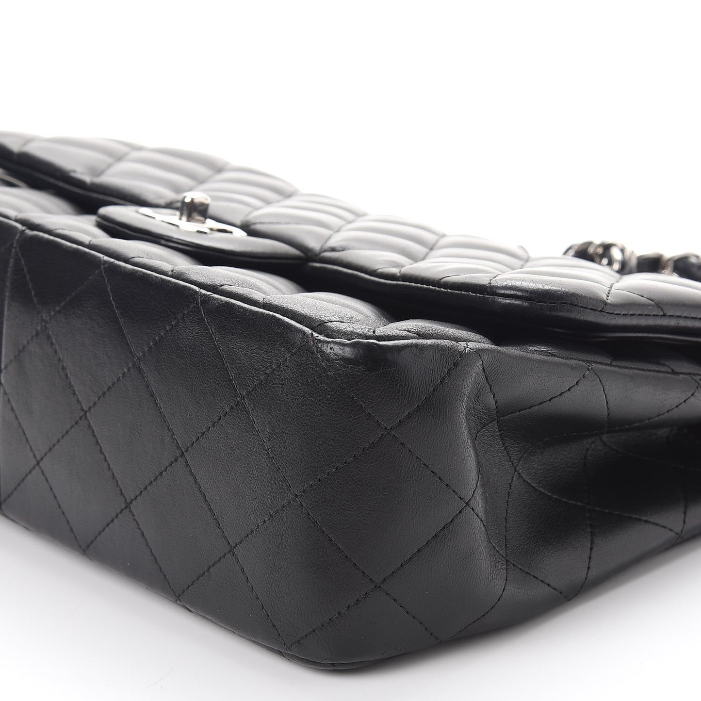 Lambskin Quilted Jumbo Double Flap Black