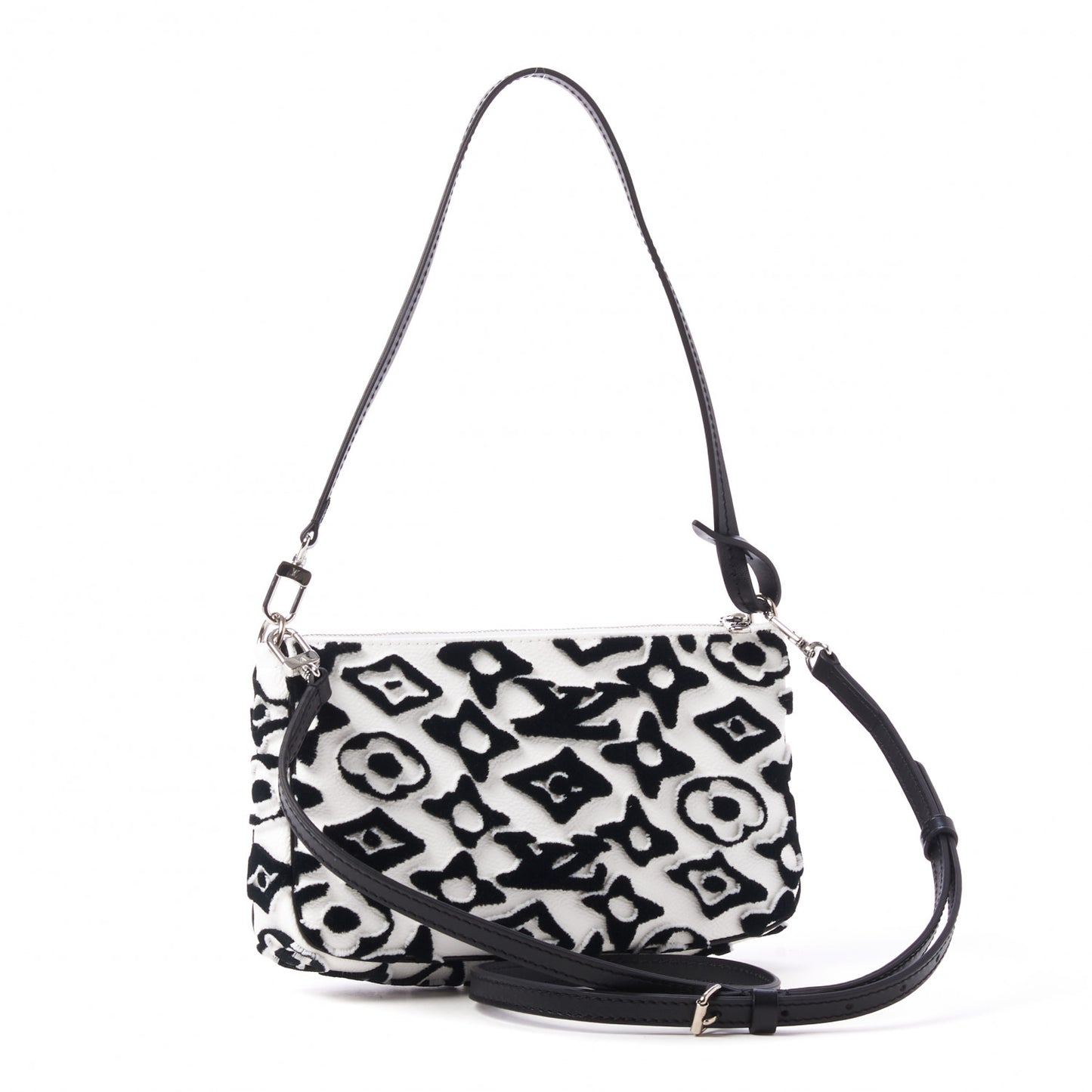 X UF Tufted Monogram Pochette Accessories White Black