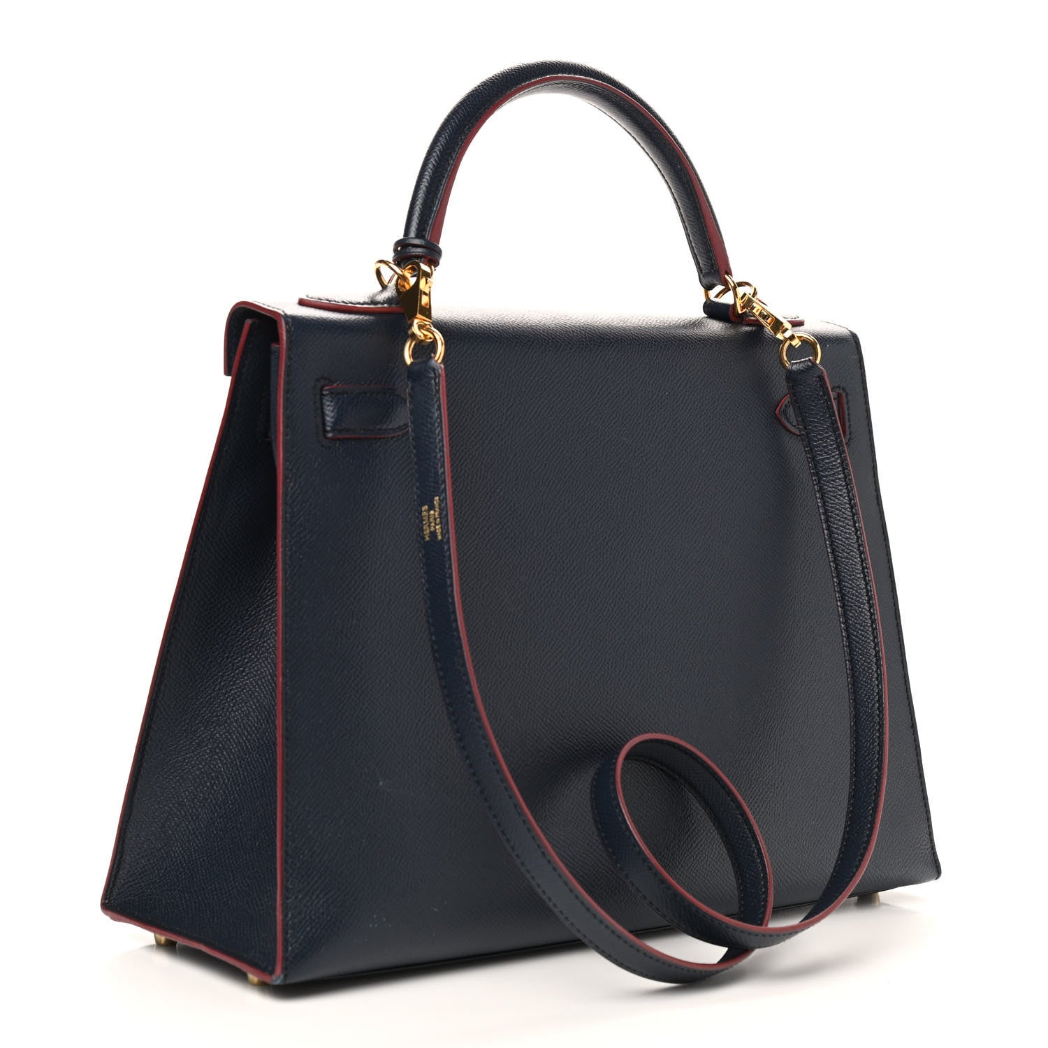 Hermes Epsom Contour Kelly Sellier 32 Bleu Indigo Rouge H 2 of 15