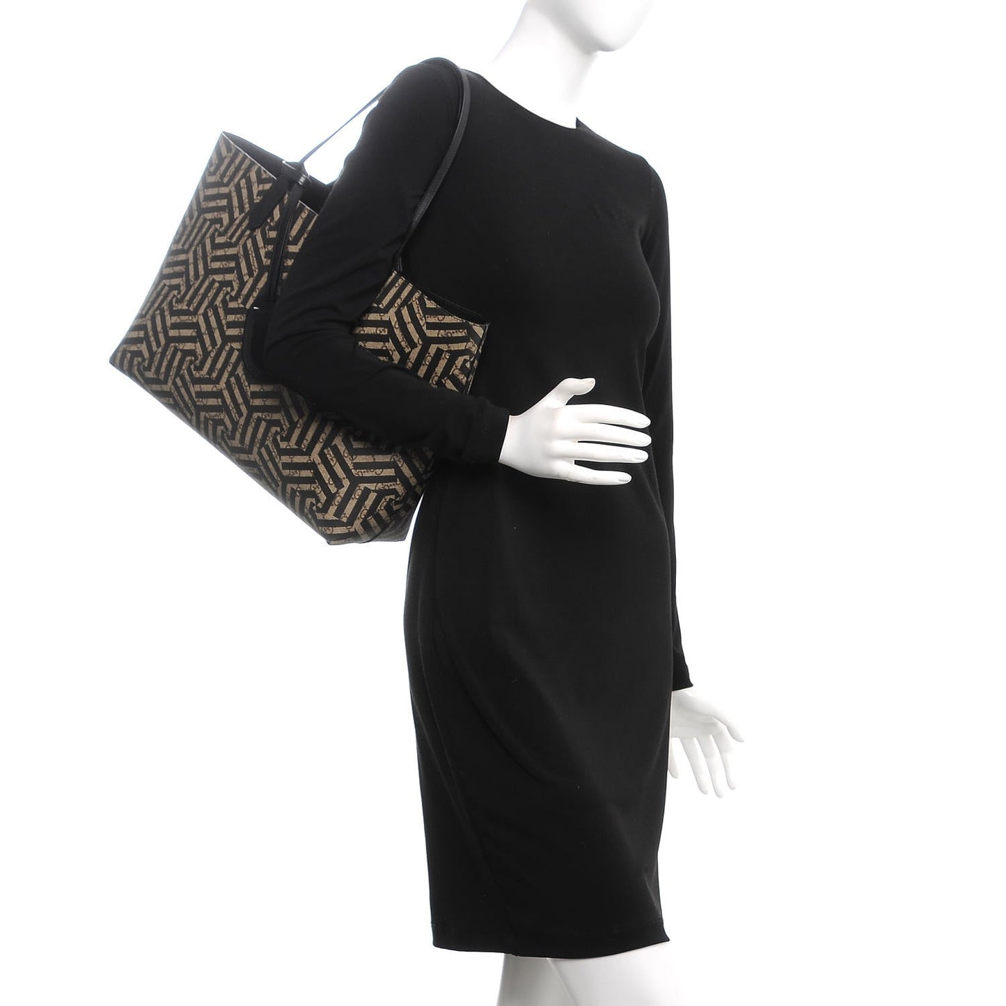 Calfskin GG Supreme Monogram Caleido Large Reversible Tote Black