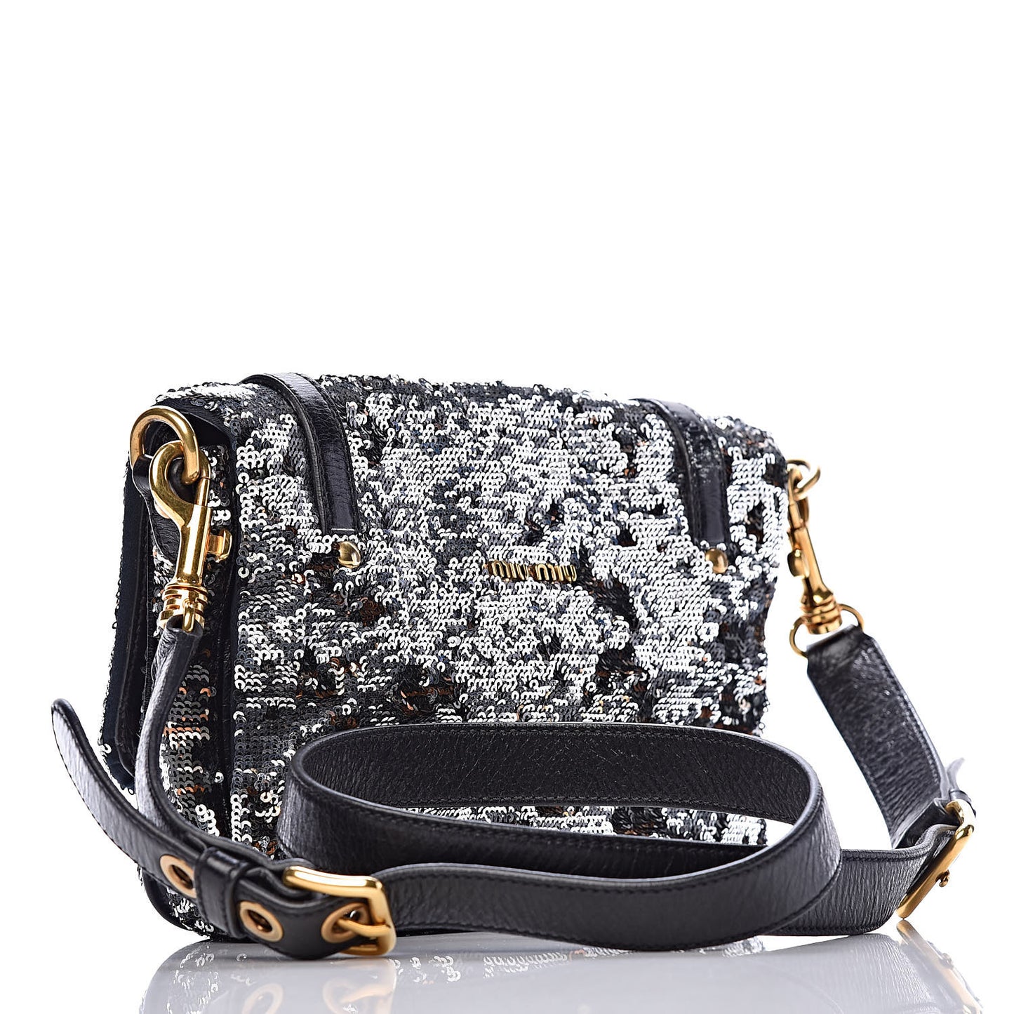 Paillettes Sequined Mini East West Satchel Argento