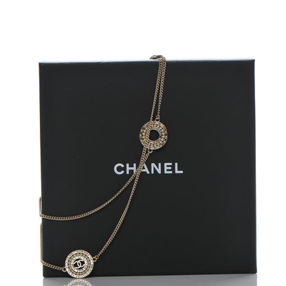 Chanel Crystal Baguette Pearl CC Chain Necklace Gold 8 of 8