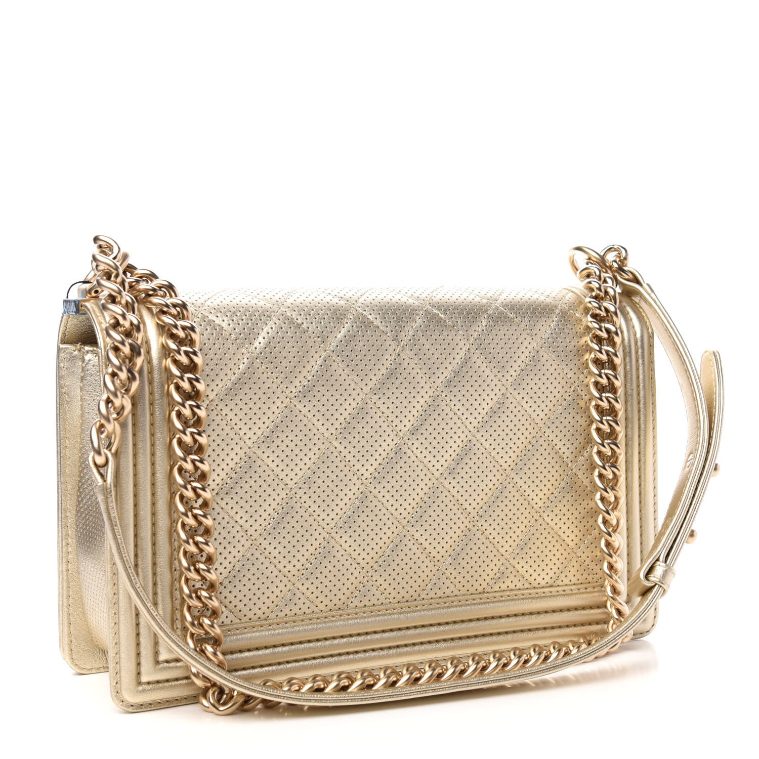 Chanel Lambskin Perforated Quilted New Medium Boy Flap Gold 3 of 11