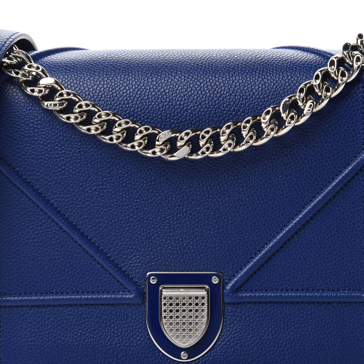 Grained Calfskin Medium Diorama Flap Bag Bleu De Minuit