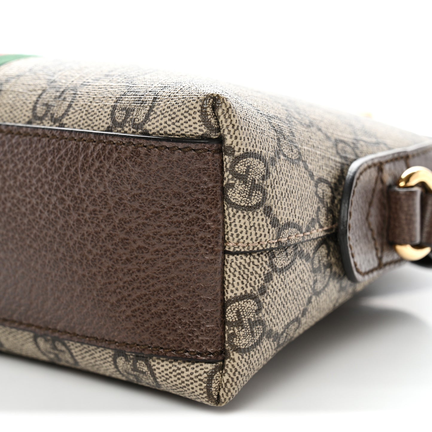 GG Supreme Monogram Textured Dollar Calfskin Web Small Ophidia Dome Shoulder Bag Beige Ebony New Acero