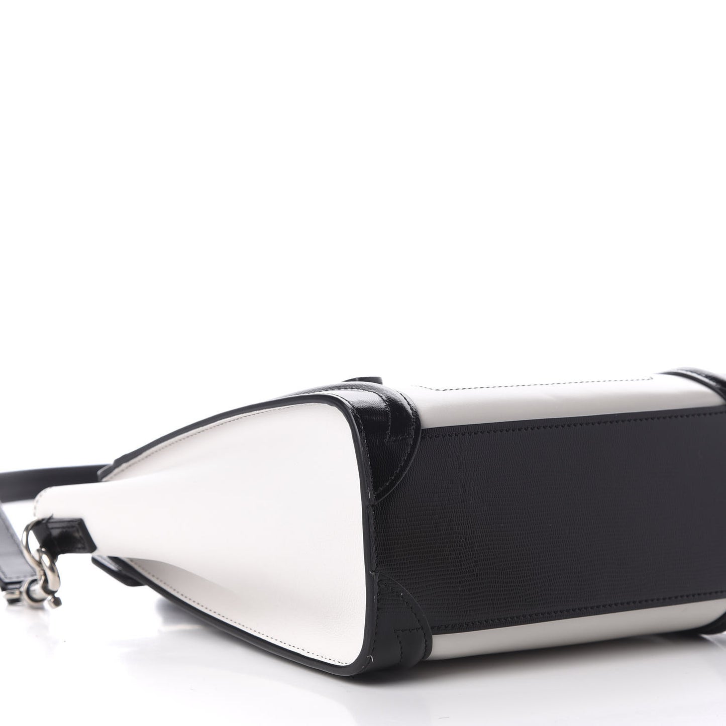 Smooth Calfskin Lizard Embossed Nano Luggage White Black