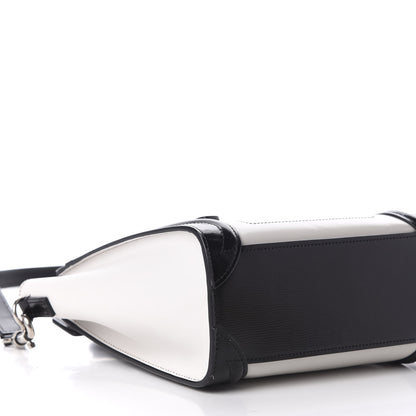Celine Smooth Calfskin Lizard Embossed Nano Luggage White Black 6 of 9