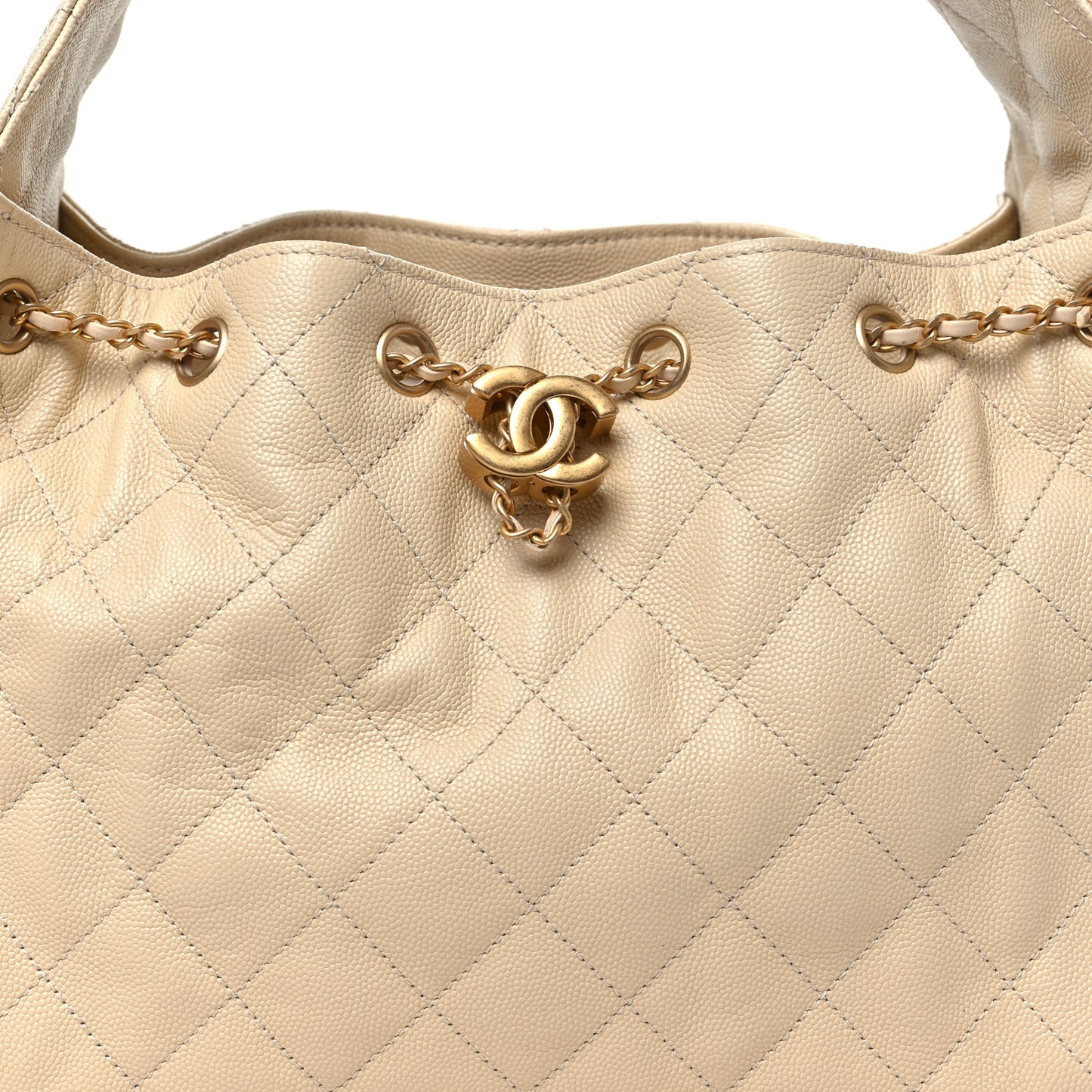 Caviar Quilted Small Chanel 25 Handbag Beige