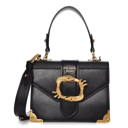 Prada City Calf Saffiano Animalier Top Handle Bag Black 1 of 9