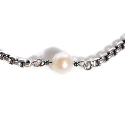 David Yurman Sterling Silver 18K Yellow Gold Quatrefoil Pearl 14mm Station Necklace 4 of 5
