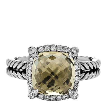 David Yurman Sterling Silver Diamond Lemon Citrine 9mm Chatelaine Pave Bezel Ring 50 5.5 1 of 5